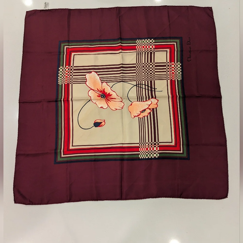 Dior Vintage Floral Silk Scarf